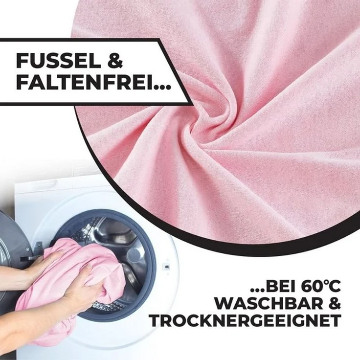 Malika Spannbettlaken Jersey aus 100% Baumwolle, Baumwolle, Gummizug: Rundum, (1 Stück), pflegeleicht und atmungsaktiv, verschiedene Größen und Farben – Bild 4