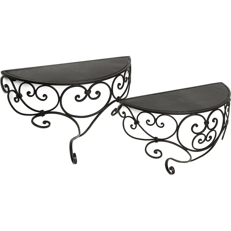 Ambiente Wandregal Wandkonsole XL aus Metall 45 cm x 42 cm Schwarz Eisen