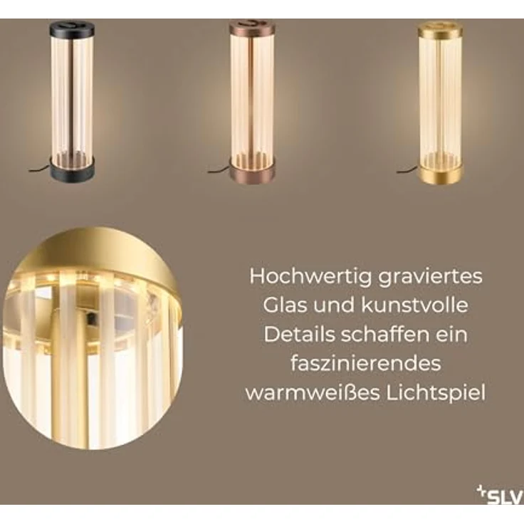 SLV QUIMERA Tischleuchte, gebürstetes Messing, 2700/3000K, 120 Lumen, 360° Abstrahlwinkel – Bild 4
