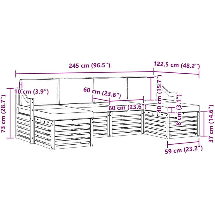 vidaXL Outdoor-Sofagarnitur 6 stk. 6-Sitzer Weiß und Creme Polyester 3392290 – Bild 6