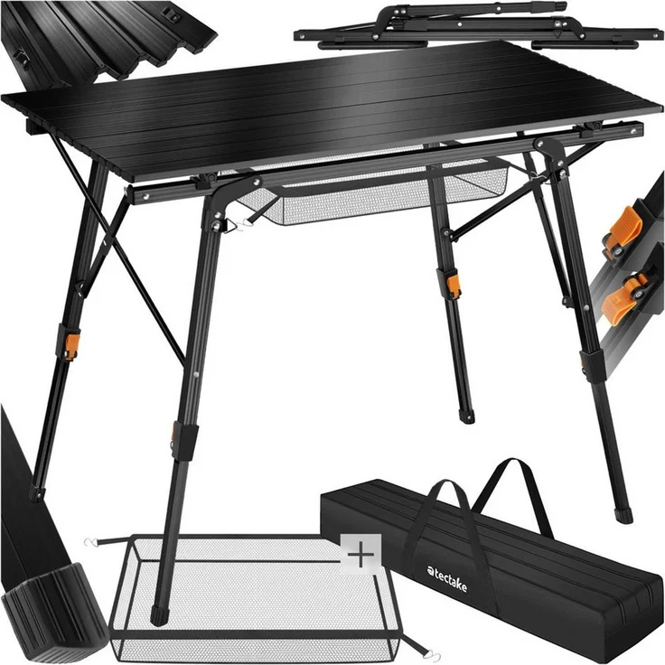 tectake Campingtisch Aluminium Campingtisch (1-St, 1 tlg), Stabiler Campingtisch mit praktischer Faltfunktion