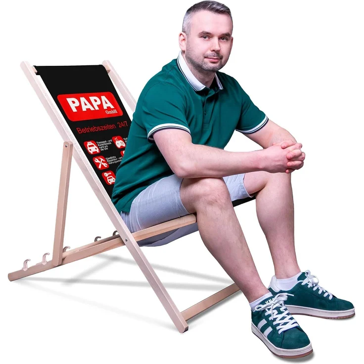 DreamRoots Vatertagsgeschenk - Liegestuhl klappbar Holz für Papa Geschenk - Liegestuhl Holz Geschenke Für Papa - Sonnenliege Klappbar Bester Papa Geschenke - Strandstuhl Holz Bester Papa – Bild 1