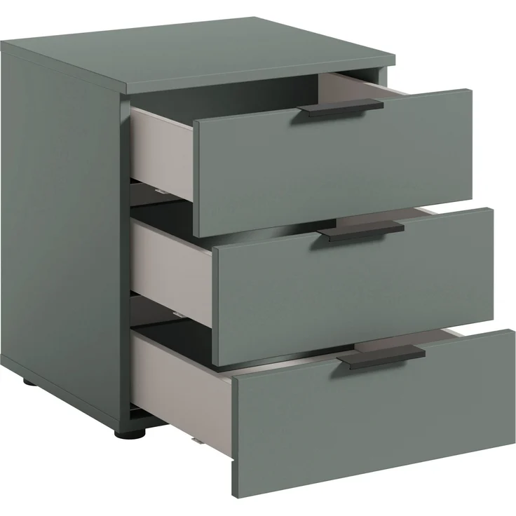 Nachtkommode >Linz< 3 Schübe, auch für Boxspringbetten, in Salbei - 45x50x40cm (BxHxT) – Bild 3
