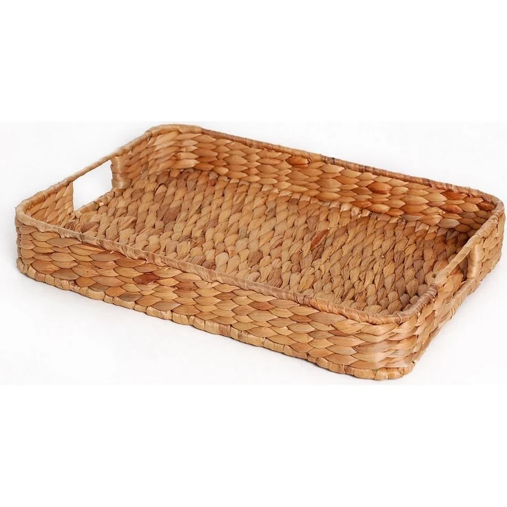 VIVANNO Tablett Wasserhyazinthe TIM, Natur Geflochten 40x30x6 cm, Wasserhyazinthe – Bild 2