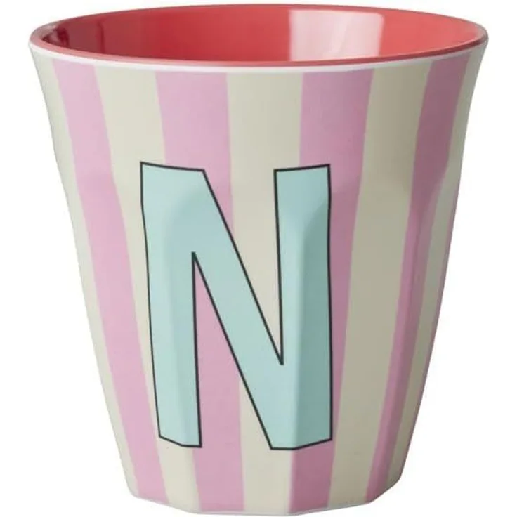 Rice Stripes Melamin Becher Buchstabe N