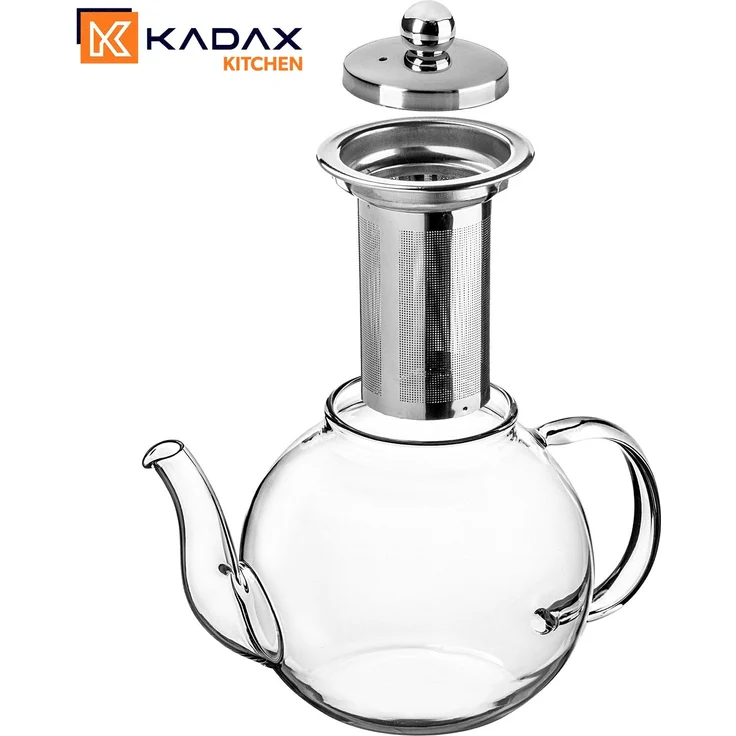 KADAX Teekanne 1L mit Teesieb, Teezubereiter aus Glas, Hitzebeständige Glasteekanne mit herausnehmbarem Siebeinsatz, Teebereiter, Kanne für verschiedene Teesorten – Bild 5