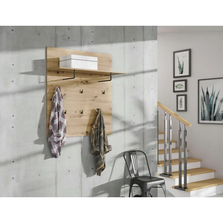 Garderobenpaneel >Travis< in Artisan Eiche, Holzwerkstoff - 90x100x30cm (BxHxT) – Bild 3