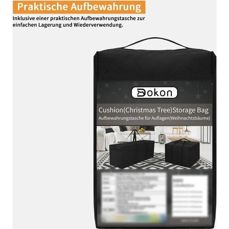 Dokon Auflagentasche Schutzhülle 600D Oxford Gewebe Schwarz 175x55x75cm – Bild 7