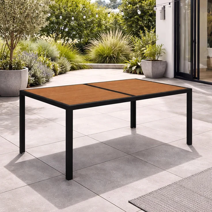 Gartentisch Esstisch Outdoor Tisch Holzoptik Gartenmöbel 150x80 cm – Bild 1
