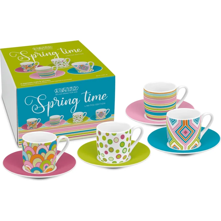 KÖNITZ 4er Geschenkset Espresso 85 ml - SPRING - aus Porzellan / Designbecher – Bild 6
