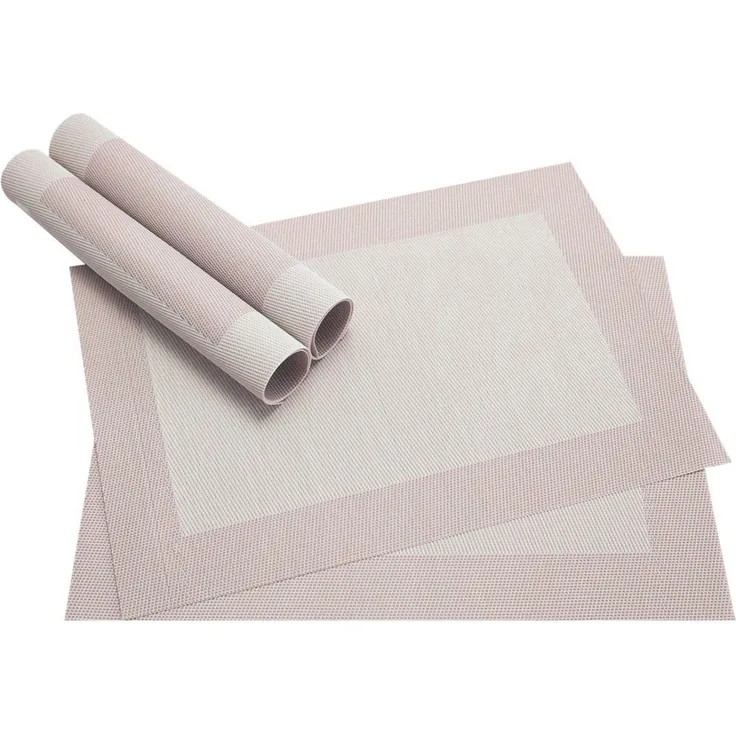 matches21 HOME & HOBBY Platzset Tischset BORDA 4er Creme Tischunterlage als Tischdeko, (4-St), modernes Esstisch Platzdeckchen als abwaschbarer Tischuntersetzer