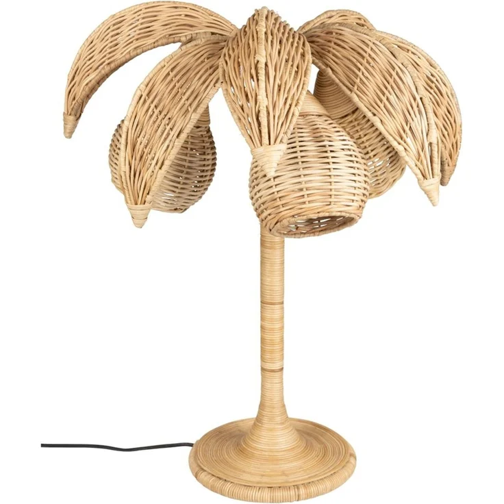 Tischlampe Palmtree mit geflochtenem Rattan, 3-flammig, Fassung E14 – Bild 1