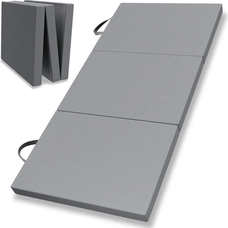 ELONEO Klappmatratze 90x200 cm, 8 cm hoch, Gästematratze klappbar, Faltmatratze, Faltbare Matratze, Bandscheibenwürfel, Reisematratze, Gästebett klappbar, Klappbett waschbar, grau