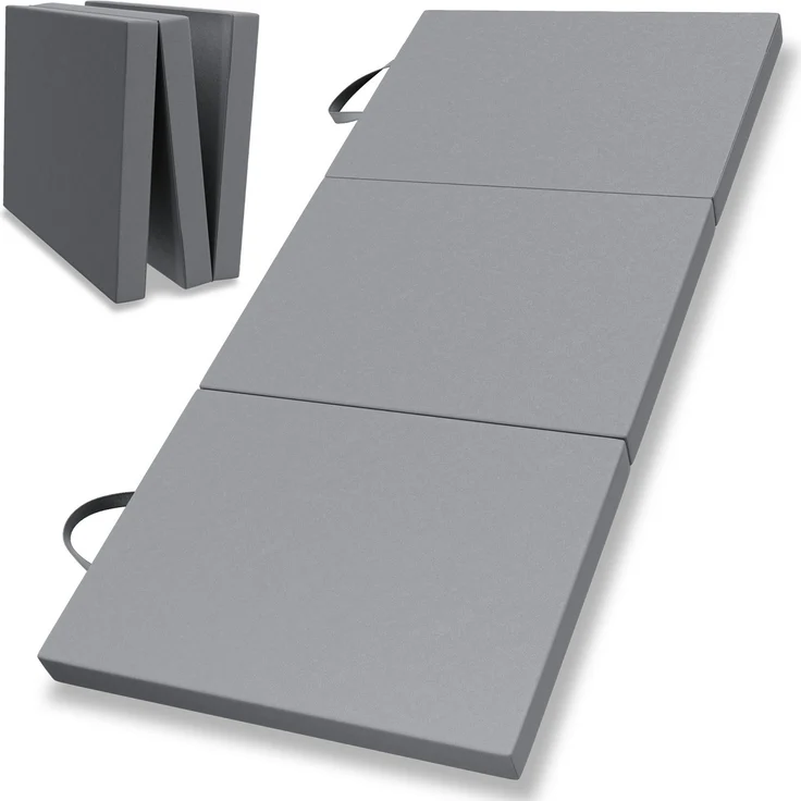 ELONEO Klappmatratze 90x200 cm, 8 cm hoch, Gästematratze klappbar, Faltmatratze, Faltbare Matratze, Bandscheibenwürfel, Reisematratze, Gästebett klappbar, Klappbett waschbar, grau – Bild 1