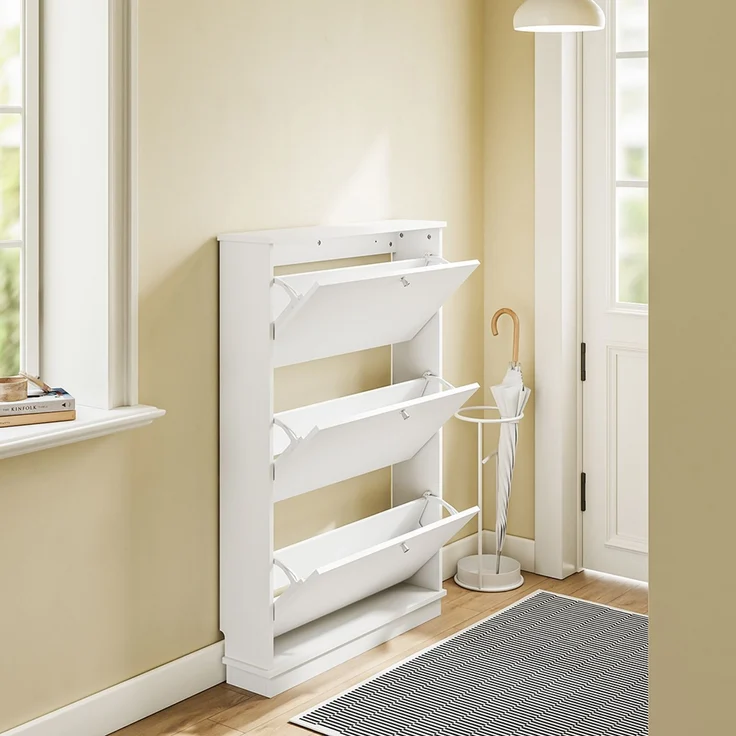 SoBuy FSR215-W Schuhschrank, MDF, Lackiert, Weiß, 76 x 113 x 18 cm – Bild 5