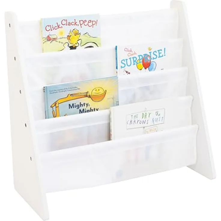 Humble Crew elegantes Kinder-Bücherregal in Weiß! 4 Etagen für Bücher, ideal für Kinderzimmer. Jetzt Ordnung mit schickem Design schaffen