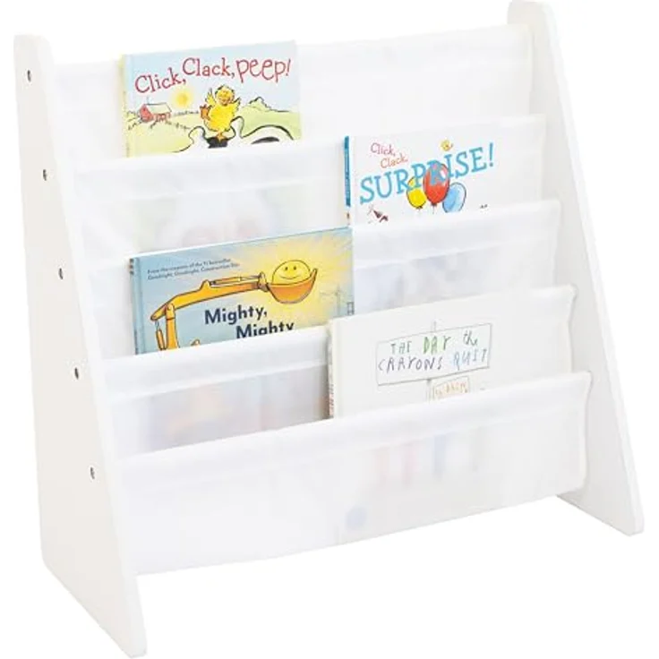 Humble Crew elegantes Kinder-Bücherregal in Weiß! 4 Etagen für Bücher, ideal für Kinderzimmer. Jetzt Ordnung mit schickem Design schaffen – Bild 1