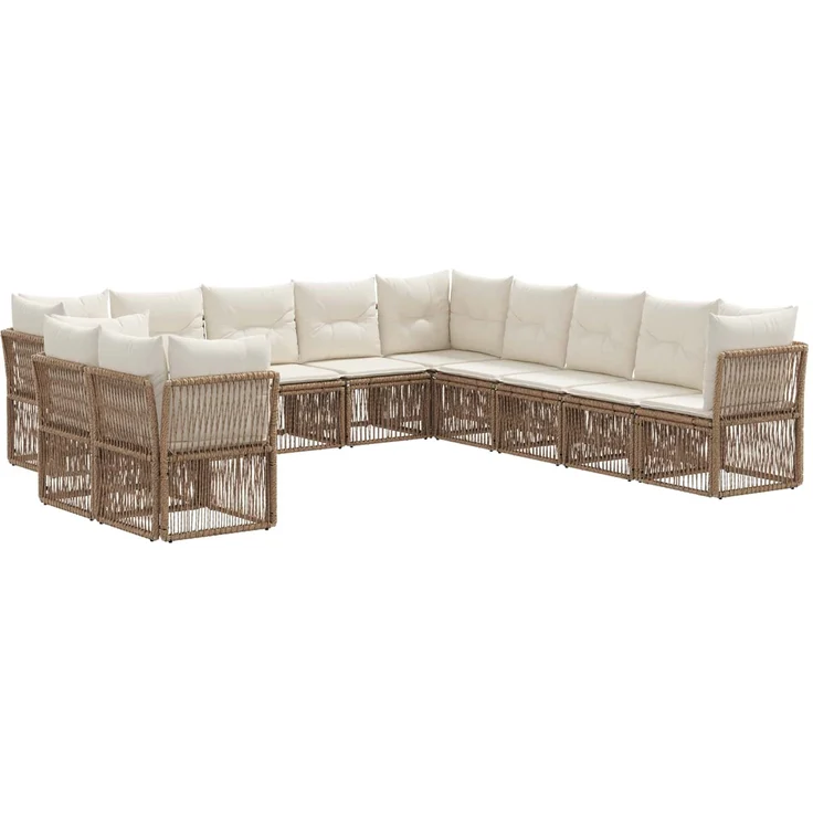 vidaXL Gartensofa-set 11 stk. Beige Poly-Rattan 3434277 – Bild 2