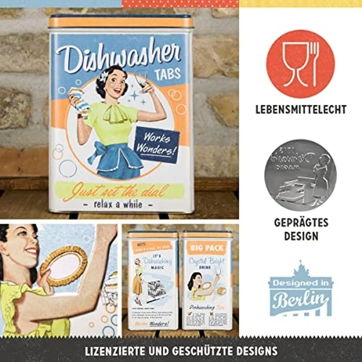 Nostalgic-Art Vorratsdose Metall Kaffeedose Blechdose Müslidose -Dishwasher Tabs – Bild 3