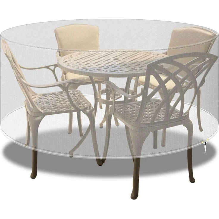 Möbelabdeckung Wasserdicht Winddicht Ø130x71cm Rund Transparent – Bild 1
