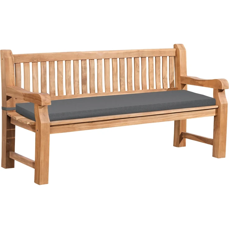 Gartenbank Teakbank DABEL - Holz Dunkelgrau 180x61x93 cm | Holzbank 180 Cm Mit Sitzkissen Gartenbank Sitzbank Mit Lehne Wetterfest Bank Garten – Bild 1