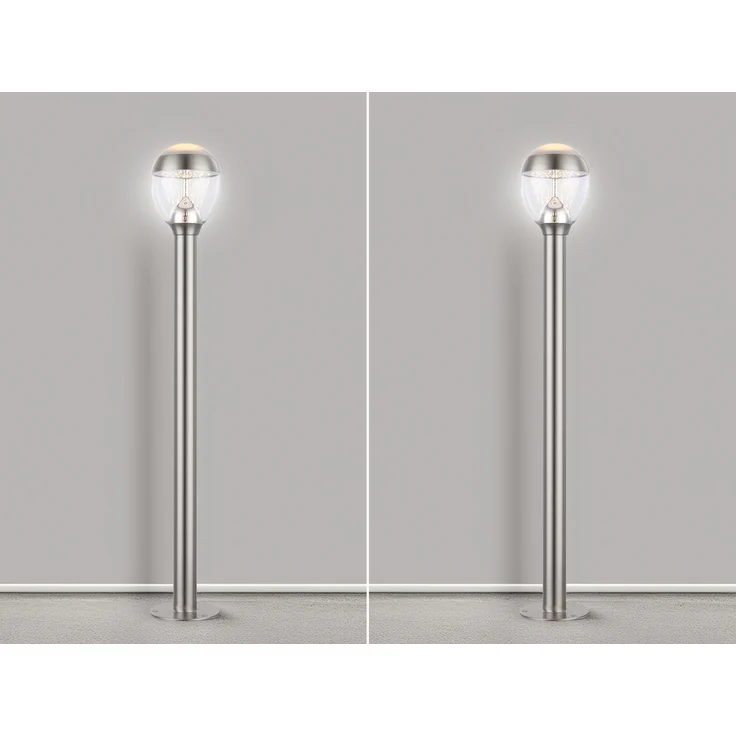 2er Set ausgefallene LED Wegeleuchten aus Edelstahl in Silber, Höhe 99cm – Bild 3
