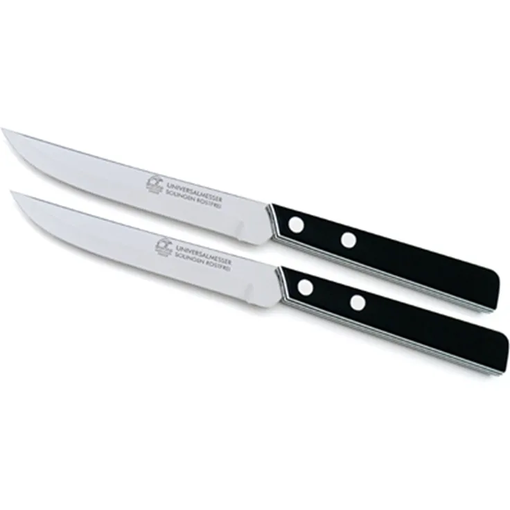 Marsvogel - Duo Pack Gemüsemesser Set - gerade Klinge mit doppelten Hohlschliff und Feinzahnung - Griffe schwarz weiß geschichtet - Made in Solingen