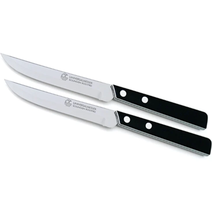 Marsvogel - Duo Pack Gemüsemesser Set - gerade Klinge mit doppelten Hohlschliff und Feinzahnung - Griffe schwarz weiß geschichtet - Made in Solingen – Bild 1