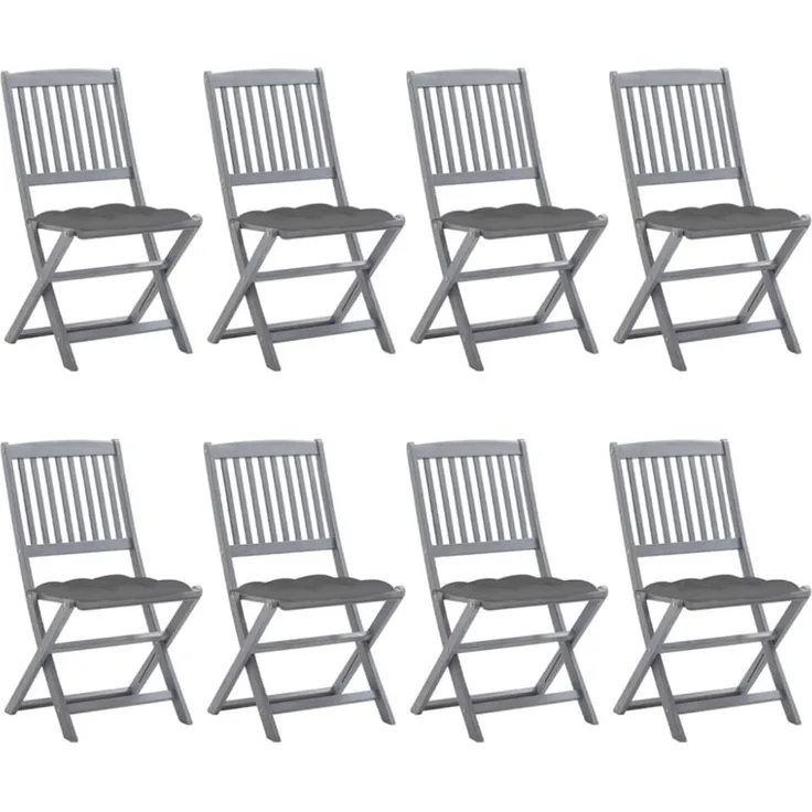 vidaXL Klappbare Gartenstühle 8 Stk. mit Kissen Massivholz Akazie 3078306