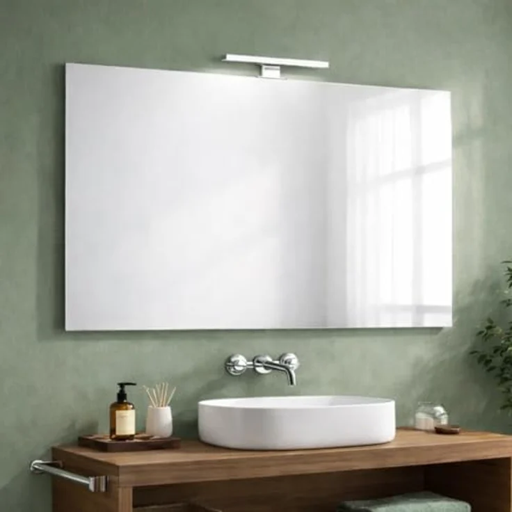 KIAMAMI VALENTINA Spiegel 100x70 cm, reversibel mit grauem ABS-Rahmen und integrierter LED-Lampe – Bild 1