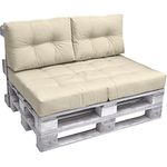 Beautissu ECO Elements Palettenkissen, Natur, 20x40x60 cm, robuster Bezug mit Karo-Struktur, Outdoor geeignet, Komfortfüllung