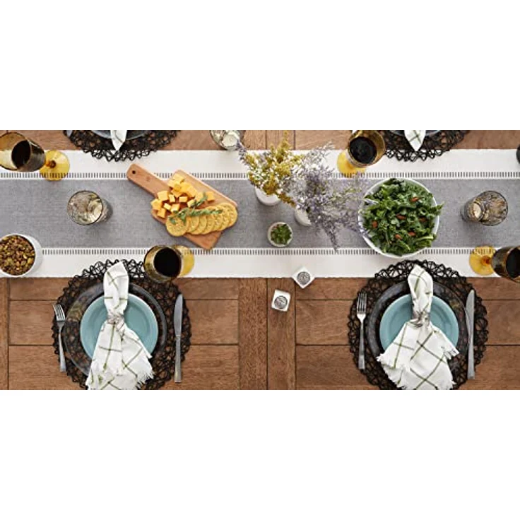 DII Dobby Stripe Woven Table Runner, Baumwolle, Cool Grey, 13x72 – Bild 8