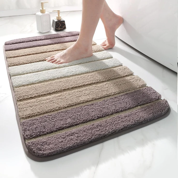 DEXI Badezimmerteppich rutschfest Badematte 40x60 cm,Badteppich Saugfähig Weich Maschinenwaschbar für Badezimmer,Beige