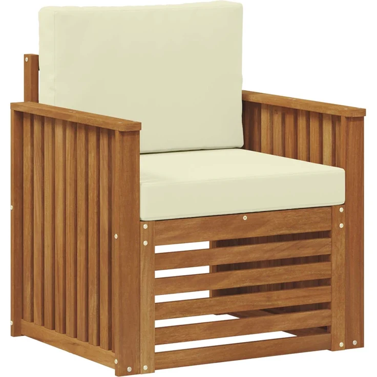 vidaXL Outdoor-Sofagarnitur Natur und Creme Massivholz Akazie 3436350 – Bild 2