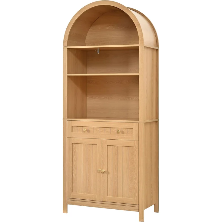 ZUBALIYA Aufbewahrungsschrank, mit Schubladen, mit Stauraum, H 180 × T 40 × B 76 cm, Natur, MDF / Spanplatte – Bild 20