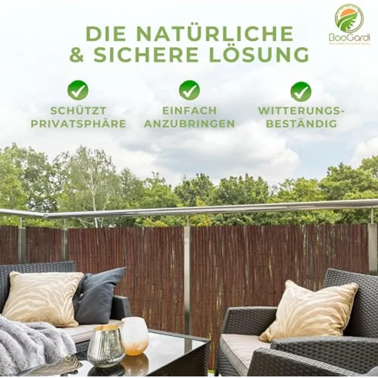 BOOGARDI Weidenmatte - 20 Größen - Weidenzaun 150 cm hoch x 300 cm lang - Sichtschutzmatte Balkonverkleidung Gartenzaun Sichtschutz Zaun Garten Balkon Sichtschutzzaun Holz Weide – Bild 4