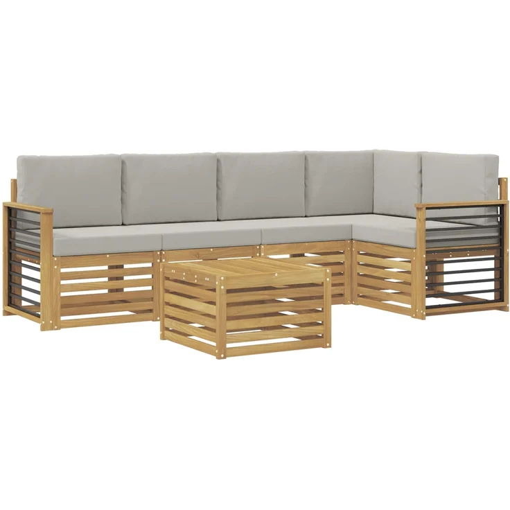 vidaXL Outdoor-Sofagarnitur 6 stk. 5-Sitzer Weiß und Hellgrau 3391886 – Bild 2