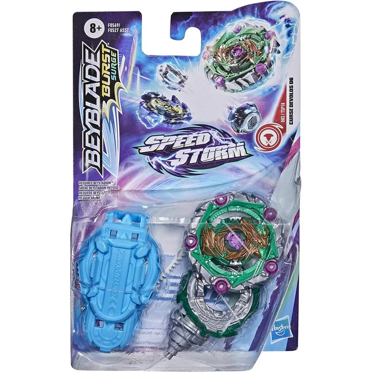 Beyblade Burst Surge Speedstorm Curse Devolos D6 Kreisel Starter Pack - Balance Type Battling Game Top mit Launcher, Spielzeug für Kinder