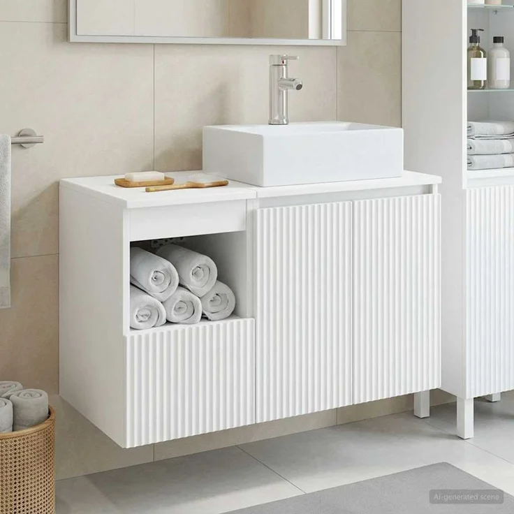 vidaXL Badezimmerschrank-Set 2 stk. Hochglanz Weiß 79,5 x 41 x 79,5 cm 3404058 – Bild 1