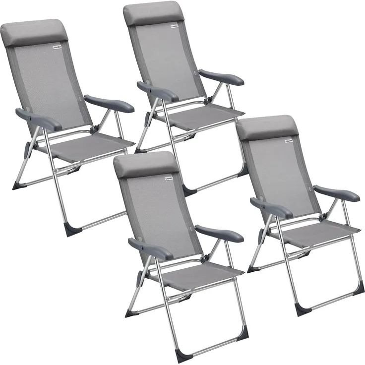 Casaria® Gartenstühle 4er Set Klappbar 7-Fach Verstellbar Alu mit hoher Rückenlehne Faltbar Balkon Campingstuhl Balkon Terrasse Klappstuhl Hochlehner