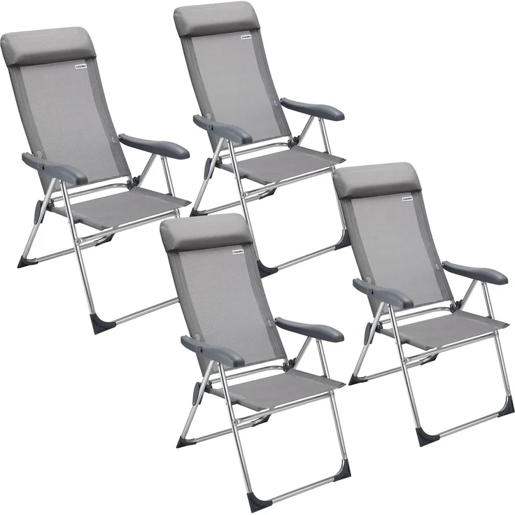 Casaria® Gartenstühle 4er Set Klappbar 7-Fach Verstellbar Alu mit hoher Rückenlehne Faltbar Balkon Campingstuhl Balkon Terrasse Klappstuhl Hochlehner