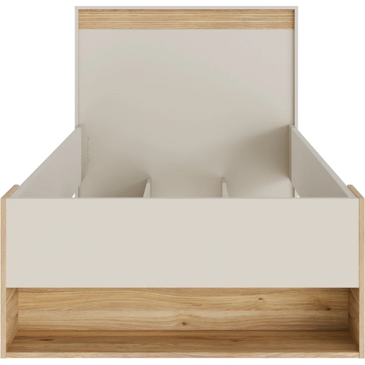 Stauraumbett >WEXLIN< in Sand / Mauvella Eiche Dekor - 100x96,3x210,8cm (BxHxT) – Bild 4