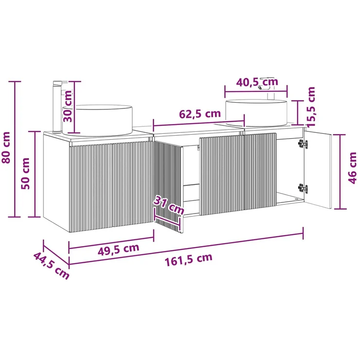 vidaXL Badezimmerschrank-Set 3 stk. Hochglanz Weiß 3405731 – Bild 11