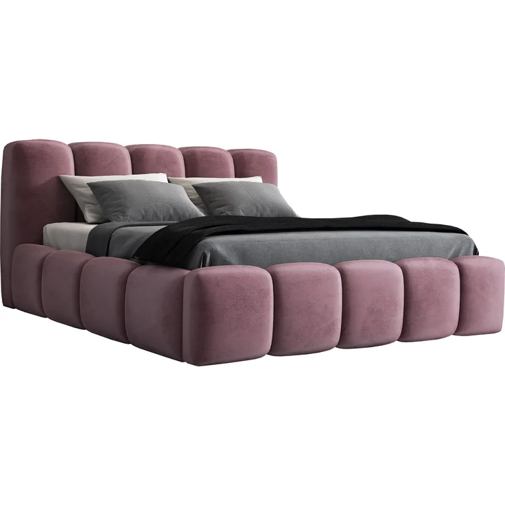 A&J MöbelLand 'Sonic' Polsterbett, Polyester, Rosa, 120 x 200, mit Lattenrost, mit Bettkasten – Bild 3