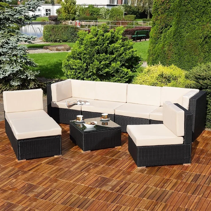 Lounge Sitzgarnitur Sitzgruppe Rattan Gartenmöbel Gartenset Sitzgruppe Terrasse – Bild 5