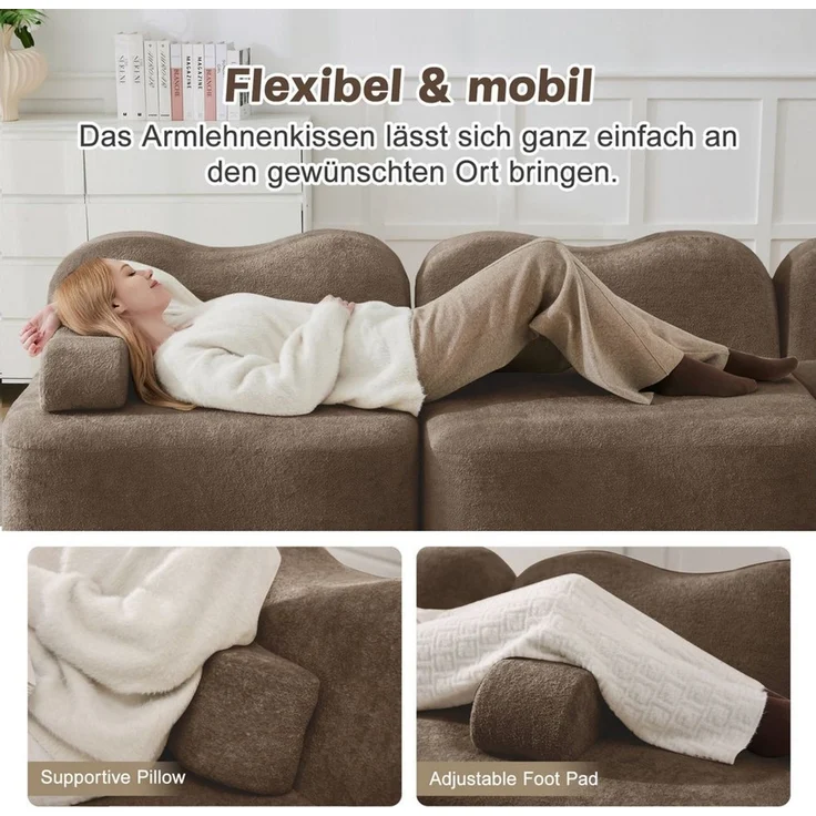 Odikalo Sofa Ecksofa Eckcouch mit Schlaffunktion Modulares Boneless Sofa, Wellenform, tiefe Sitzkissen, bewegliches Armlehnenkissen, für Wohnzimmer & Apartment, kein Aufbau erforderlich – Bild 4