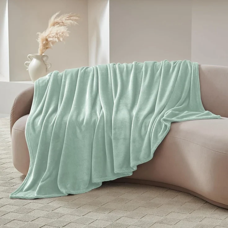 Kuscheldecke Fleecedecke Flanell XXL 230x270 270 x 230 cm Salbeigrün – Bild 7