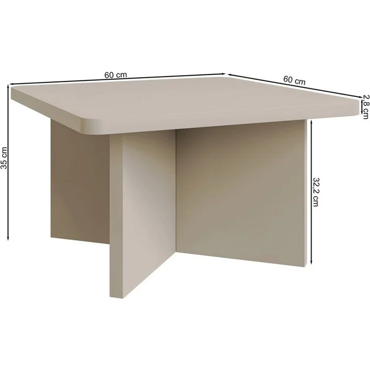 Selsey 'Qubeo' Couchtisch 60 cm, quadratisch mit Kreuzgestell, Holzoptik Esche Braun – Bild 2