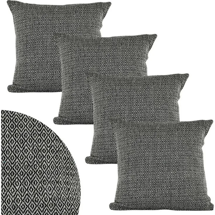 Marrakesch Orient & Mediterran Interior Zierkissen 4er Set Kissenbezüge Calix Anthrazit 40cm Baumwolle, Boho Handarbeit, (4 St)