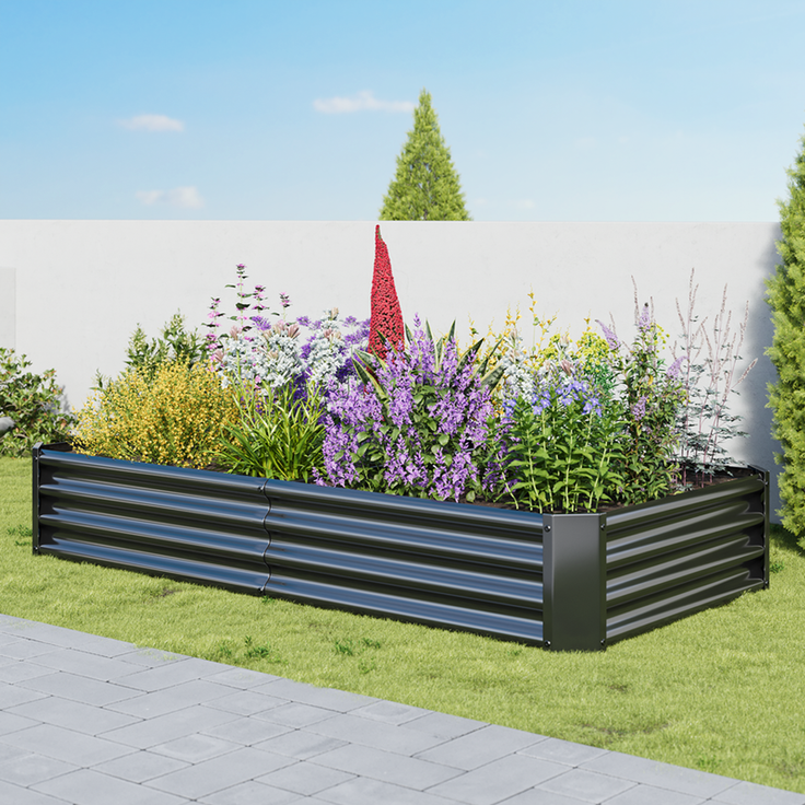 Homerecommend Hochbeet 180x90x30 cm, Gartenbett und Pflanzenkasten aus verzinktem Stahl, für Gemüse und Kräuter, Schwarz – Bild 3